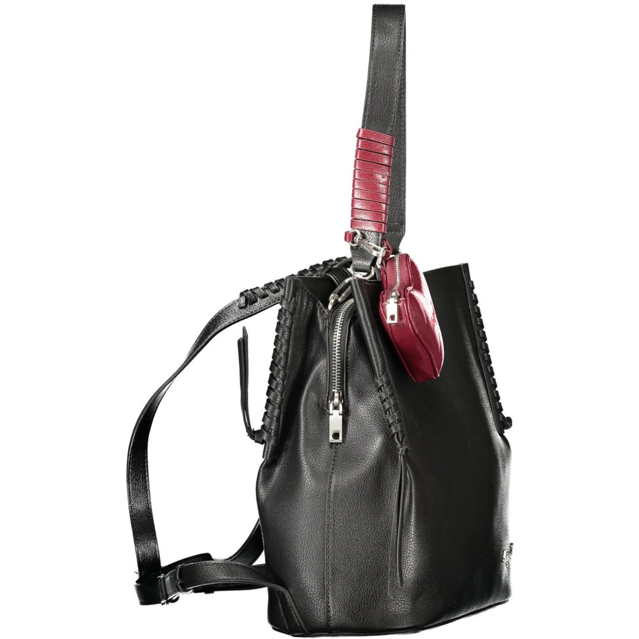 Black Polyurethane Women Backpack