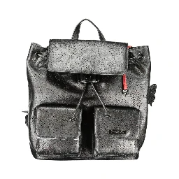 Black Polyurethane Women's Mini Backpack