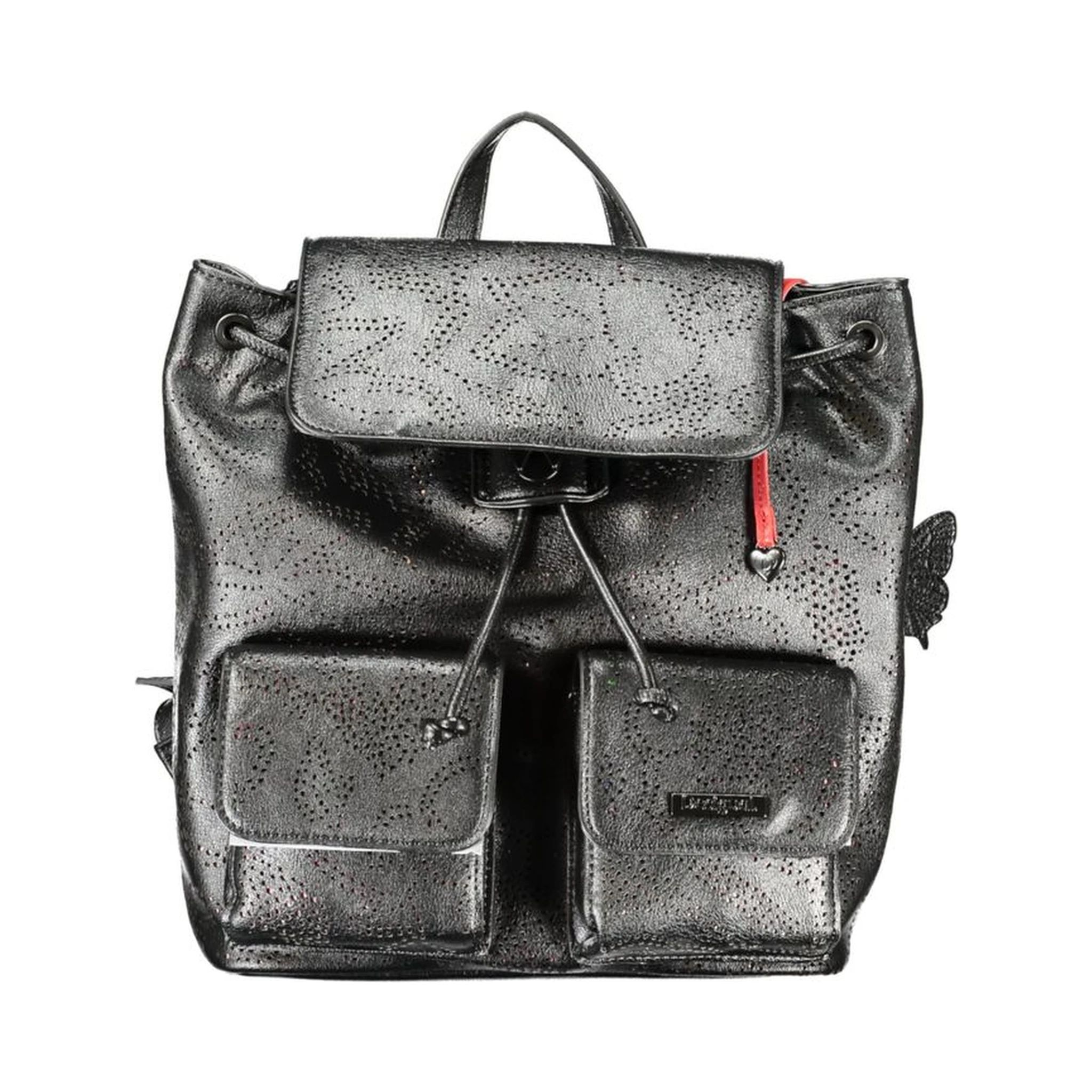 Black Polyurethane Women's Mini Backpack