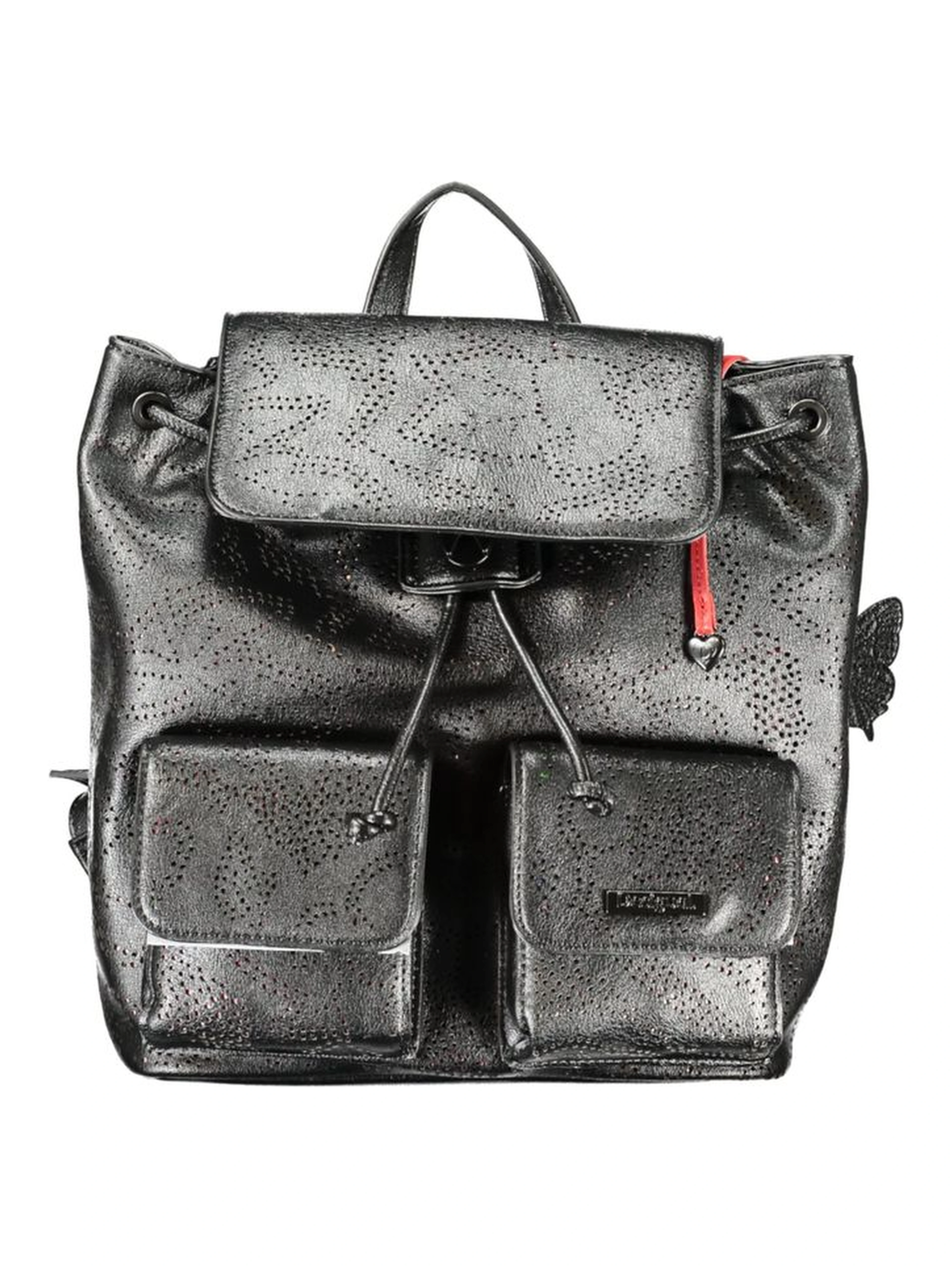 Black Polyurethane Women's Mini Backpack