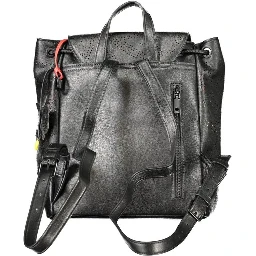 Black Polyurethane Women's Mini Backpack