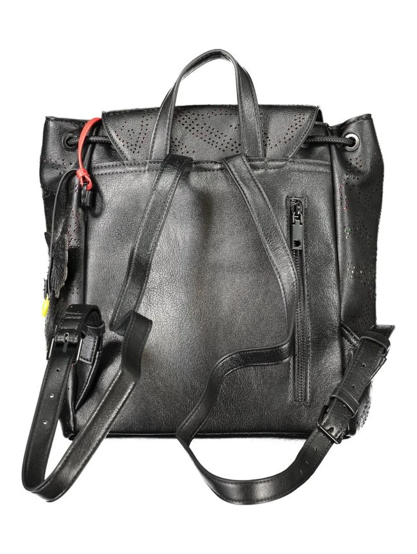 Black Polyurethane Women's Mini Backpack