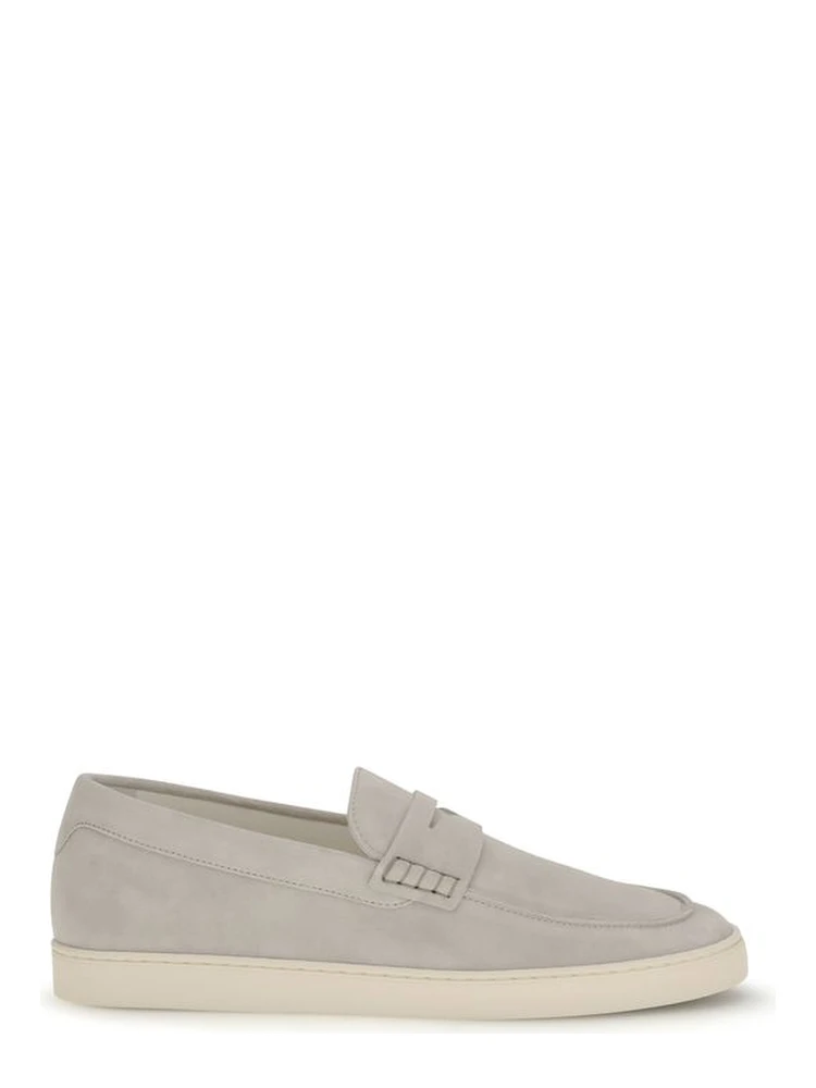 Beige Calf Leather Bos Taurus Slip-On Loafers
