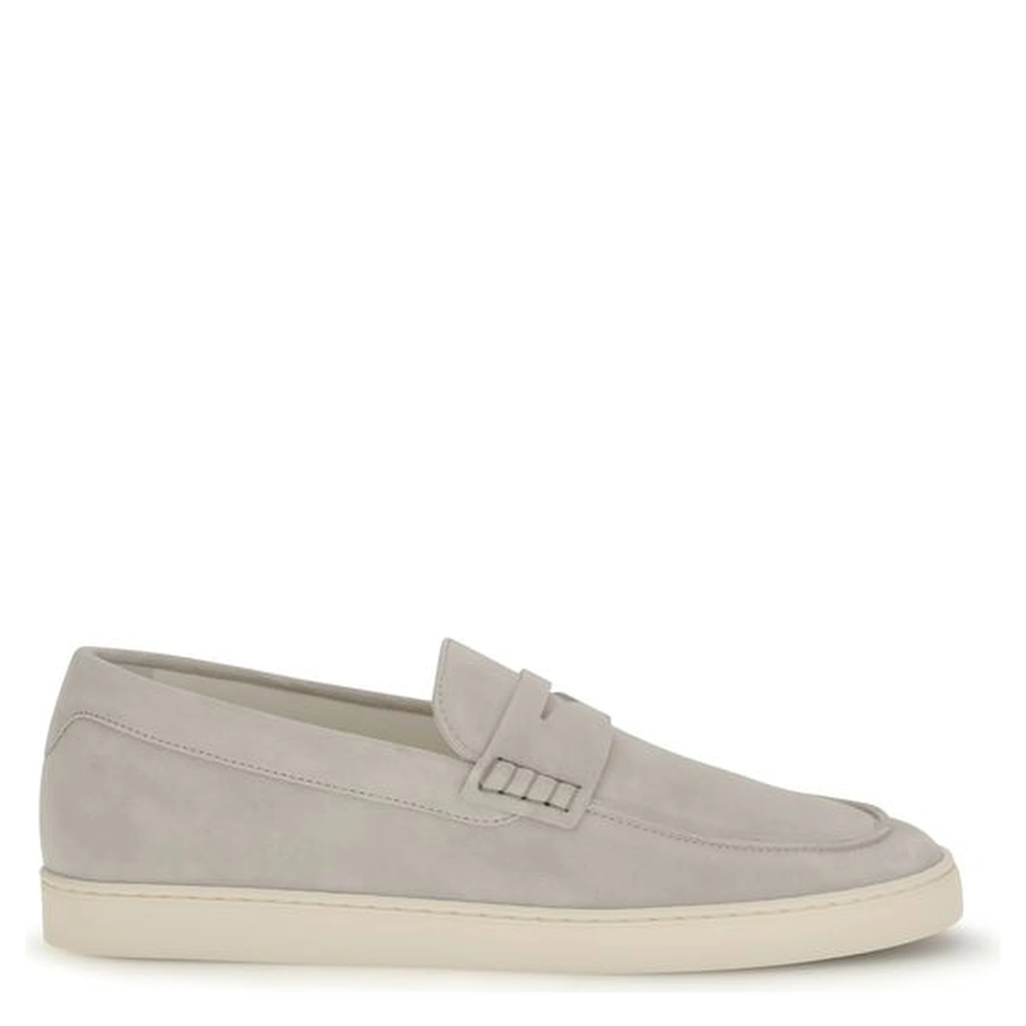 Beige Calf Leather Bos Taurus Slip-On Loafers