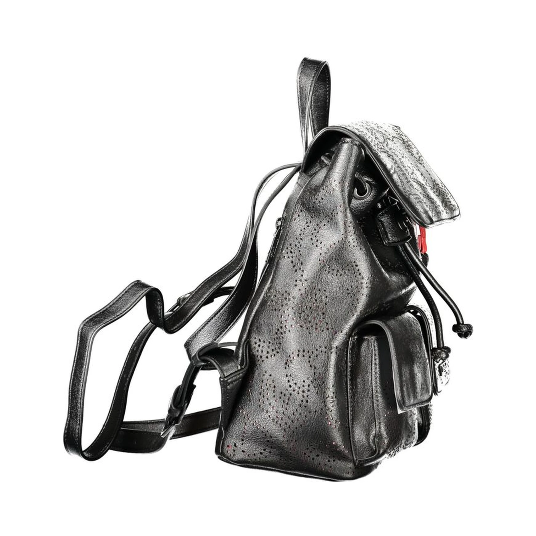 Black Polyurethane Women's Mini Backpack