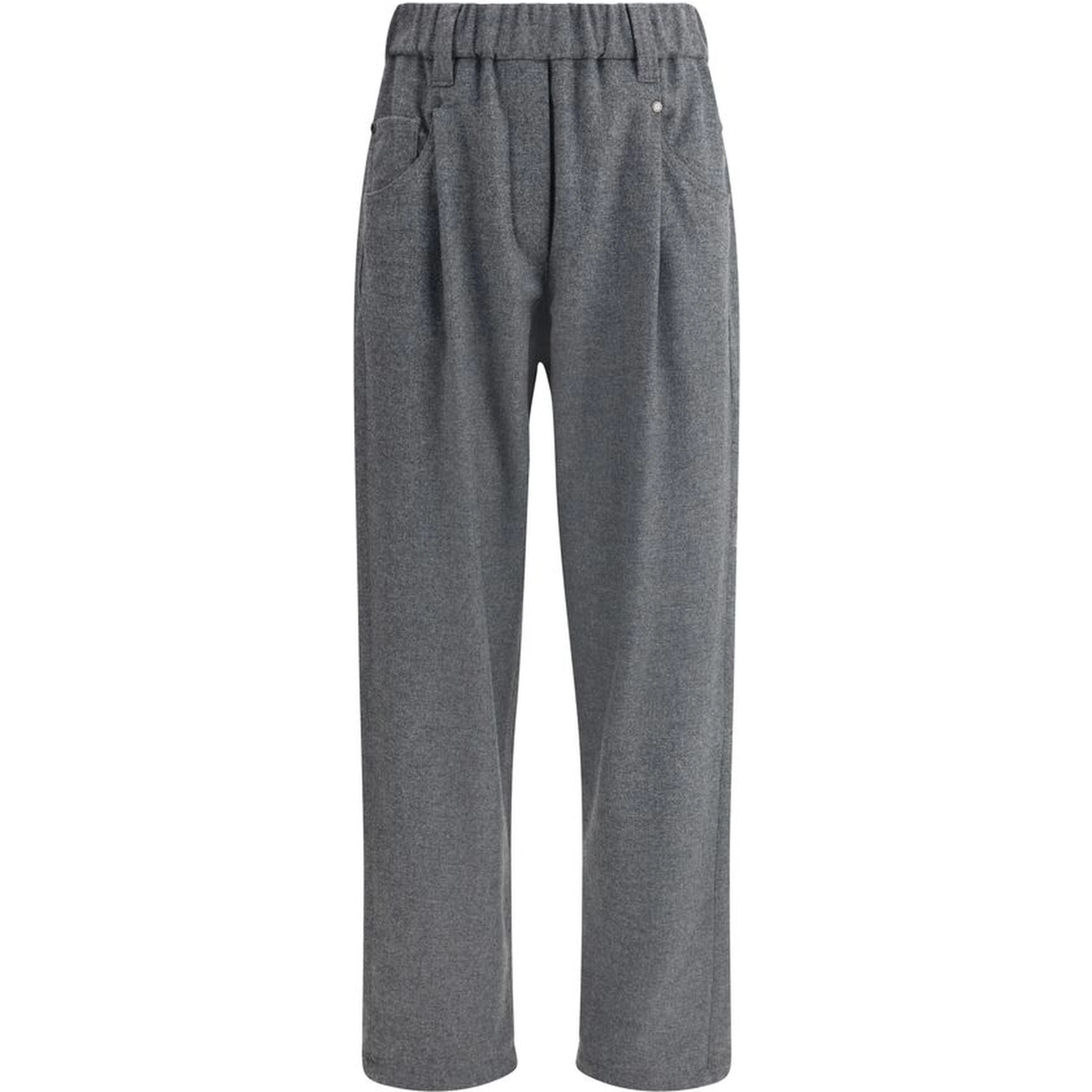 Gray Fleece Wool Casual Pants