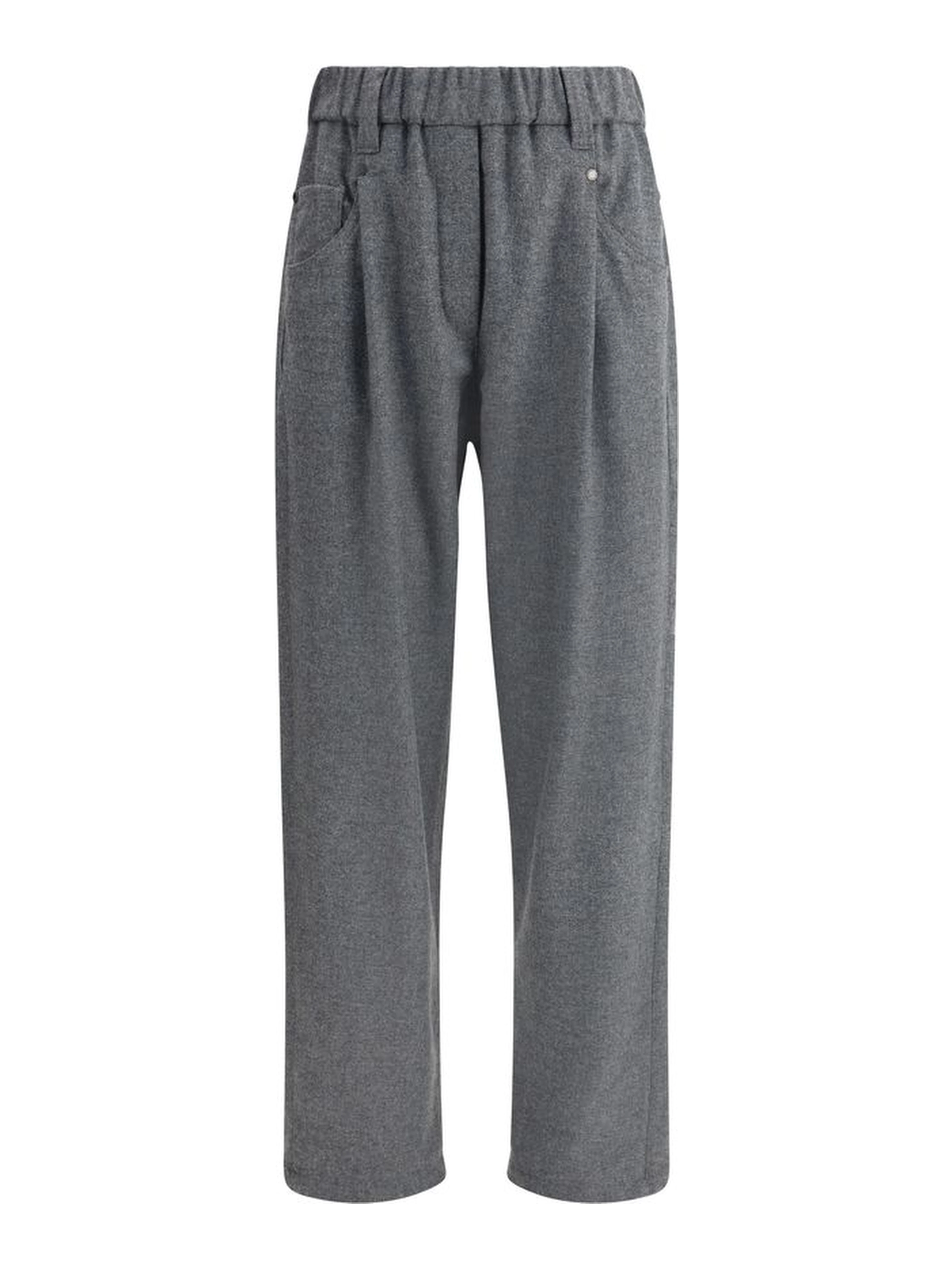 Gray Fleece Wool Casual Pants