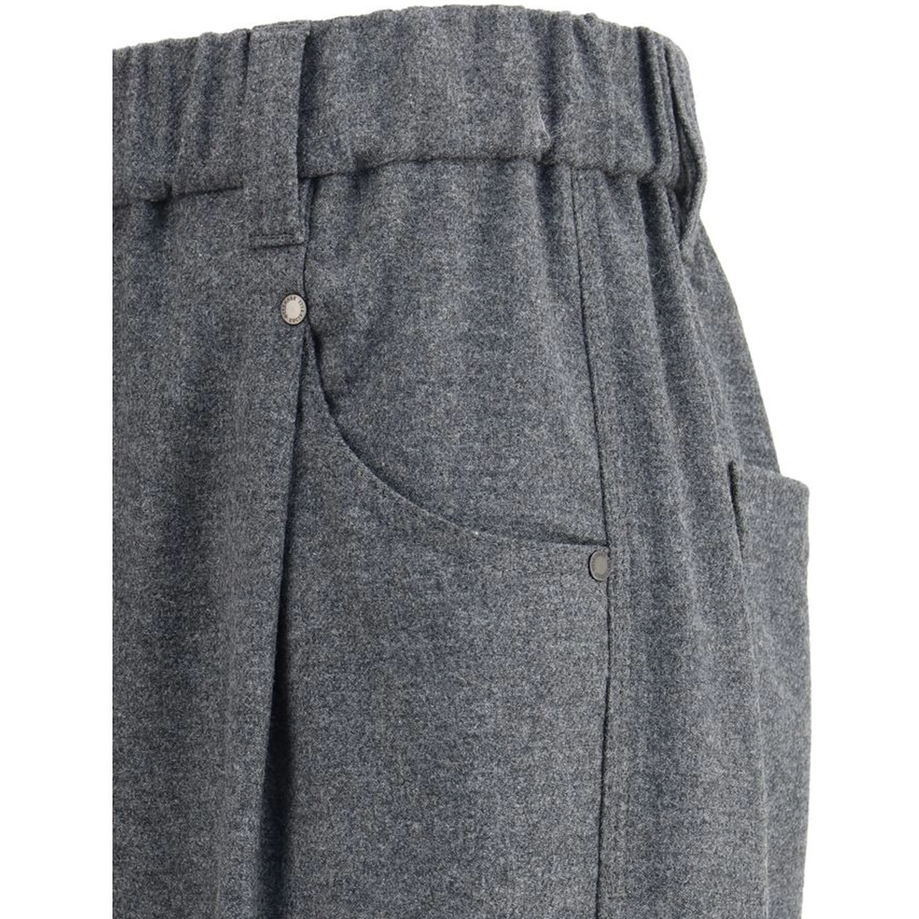 Gray Fleece Wool Casual Pants