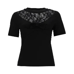 T-SHIRT WITH BOW AND LACE INSERTS