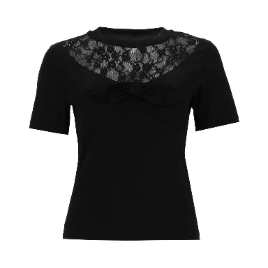 T-SHIRT WITH BOW AND LACE INSERTS