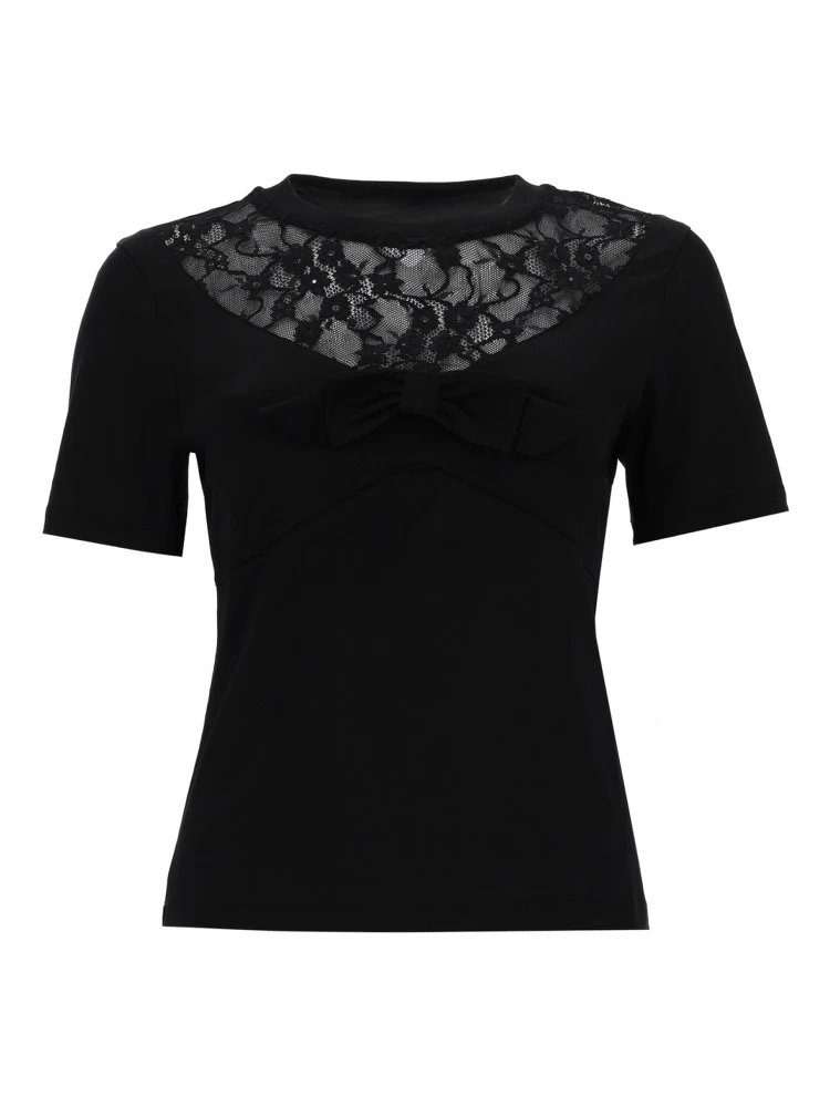 T-SHIRT WITH BOW AND LACE INSERTS