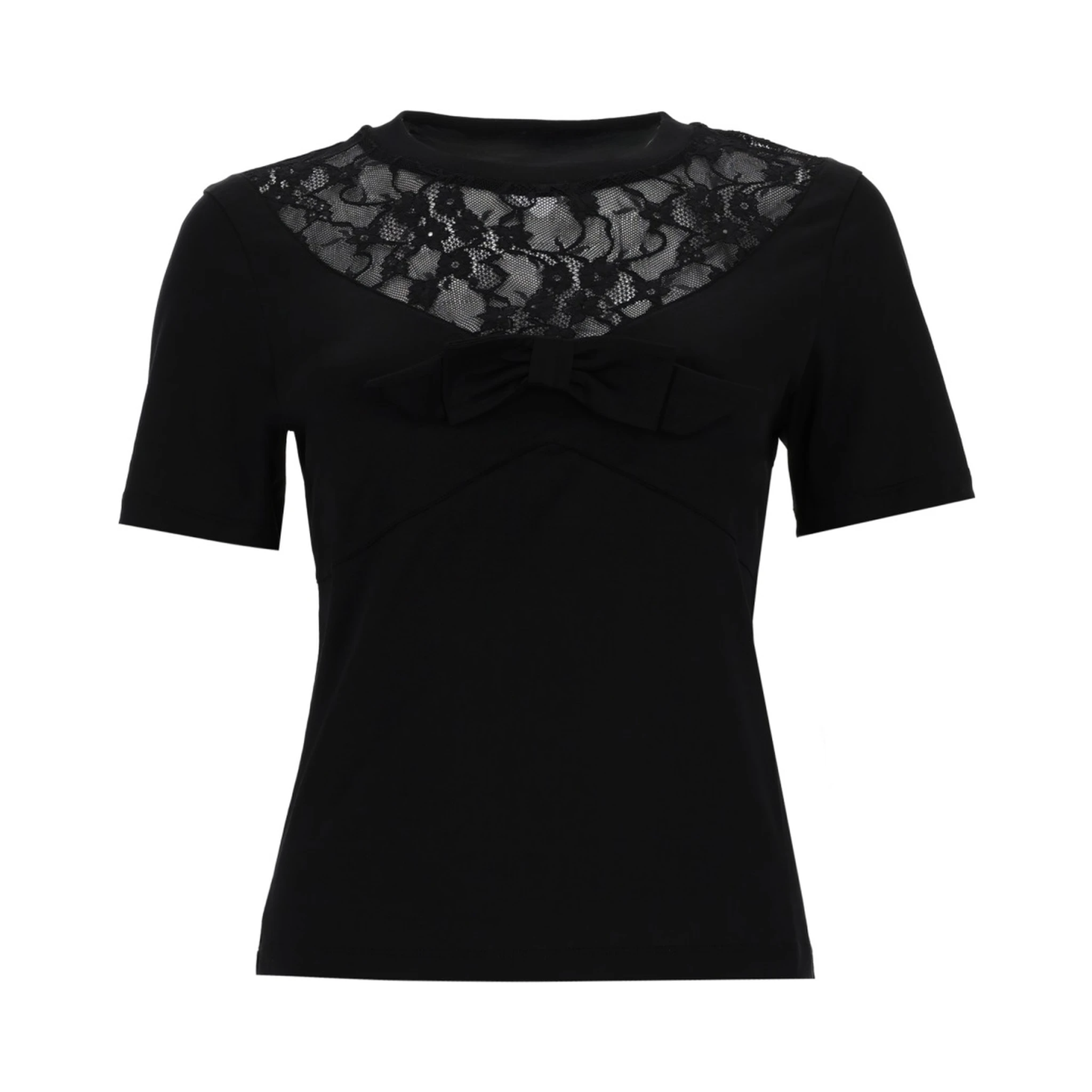 T-SHIRT WITH BOW AND LACE INSERTS
