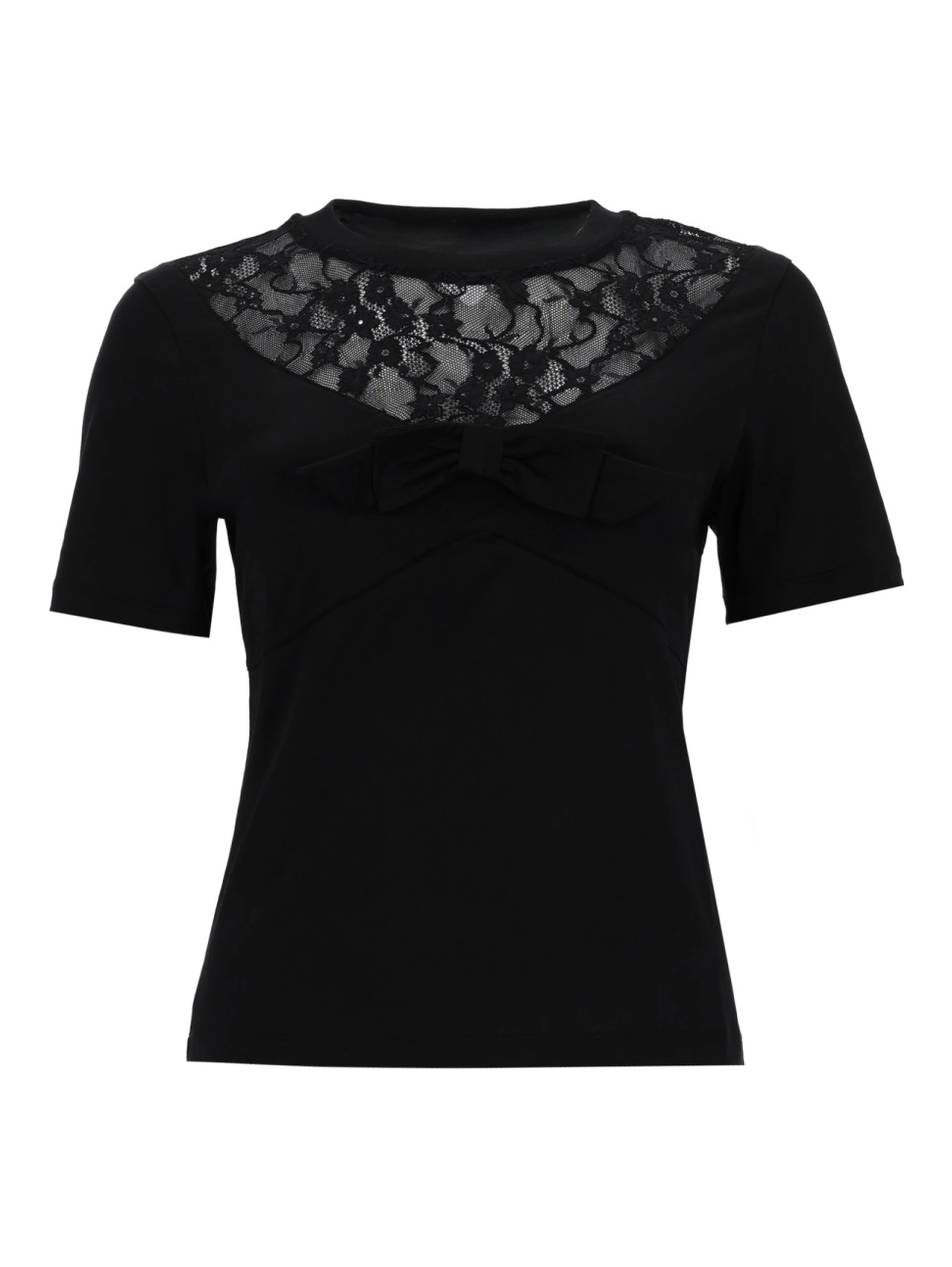 T-SHIRT WITH BOW AND LACE INSERTS