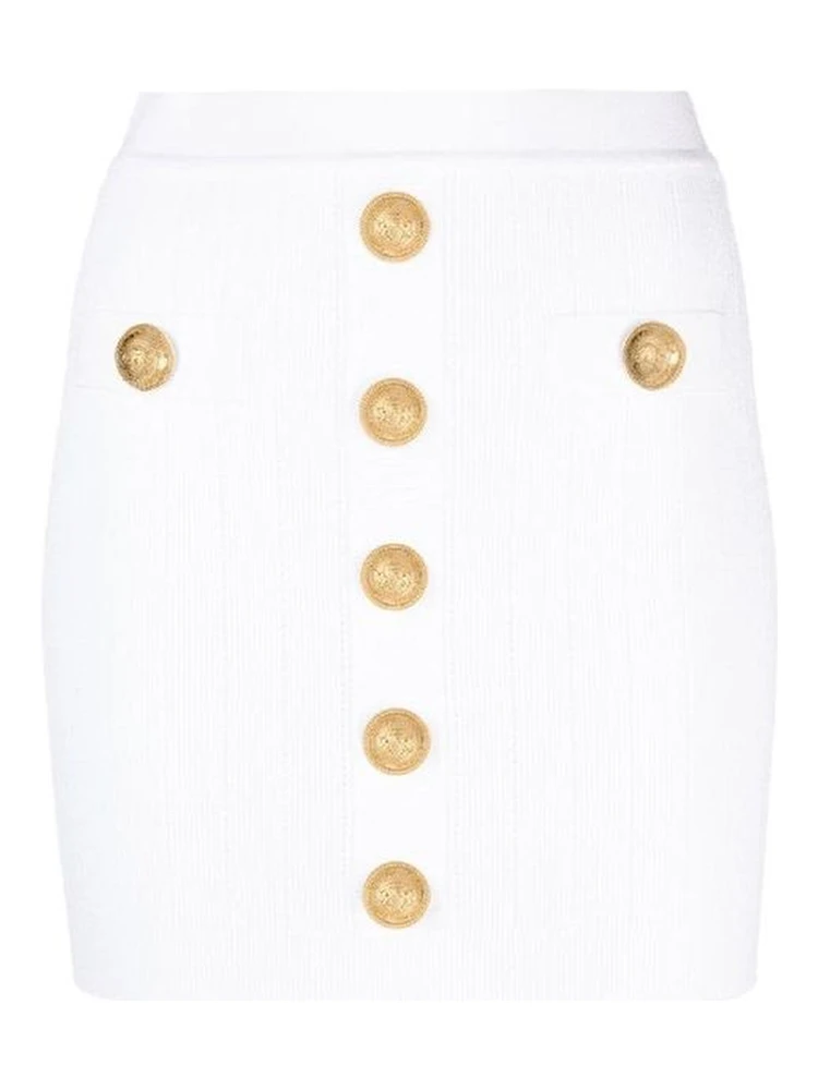 White Polyester Mini Skirt
