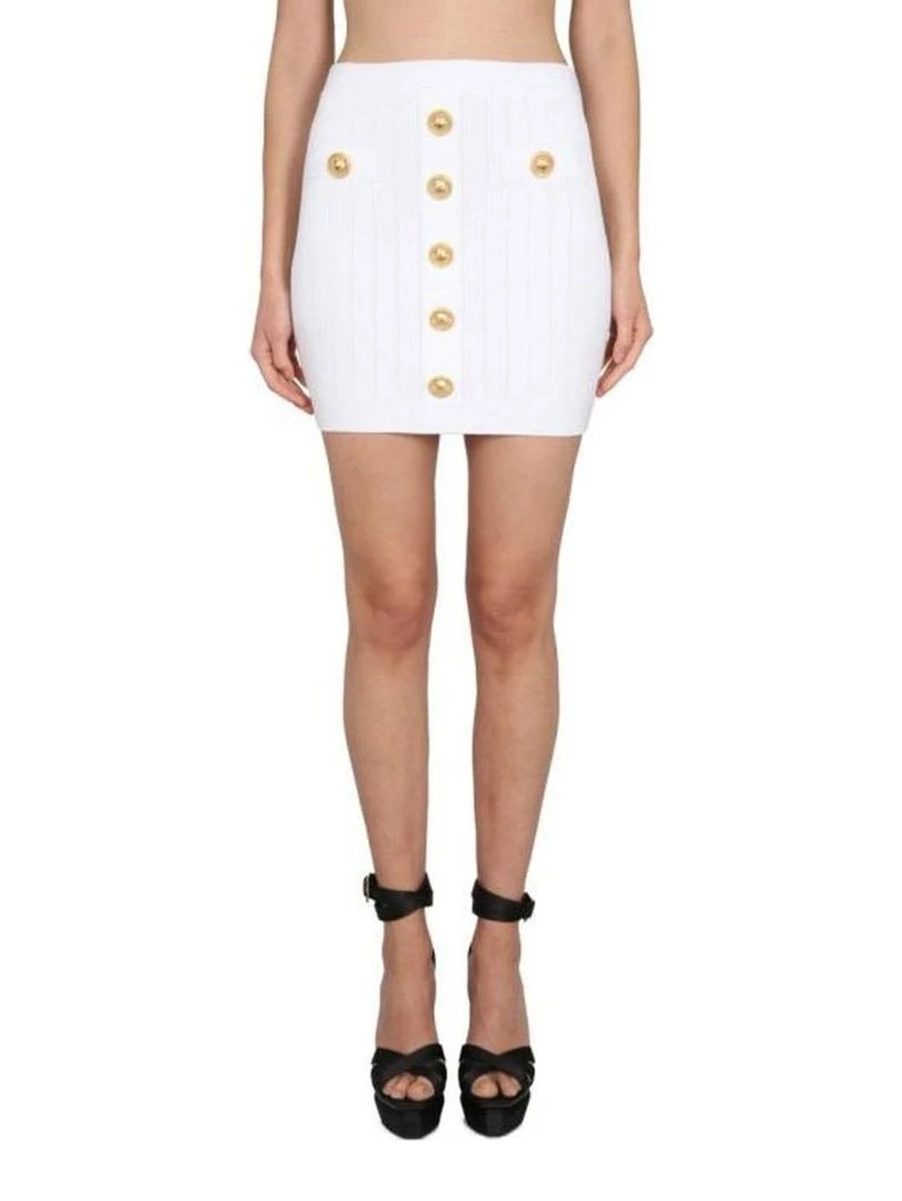 White Polyester Mini Skirt