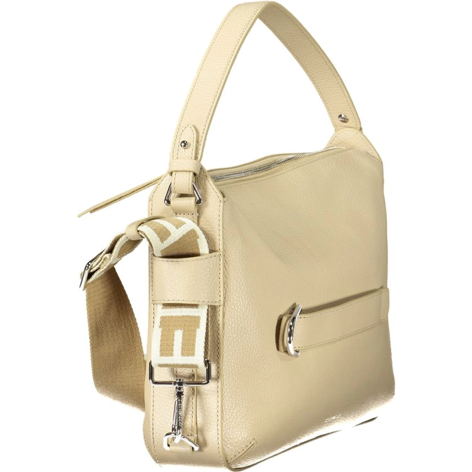 Beige Leather Women Handbag