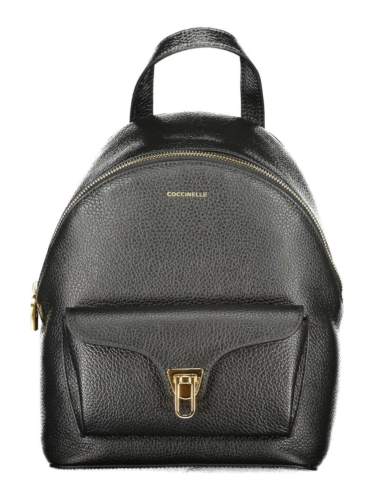 Black Leather Women Backpack