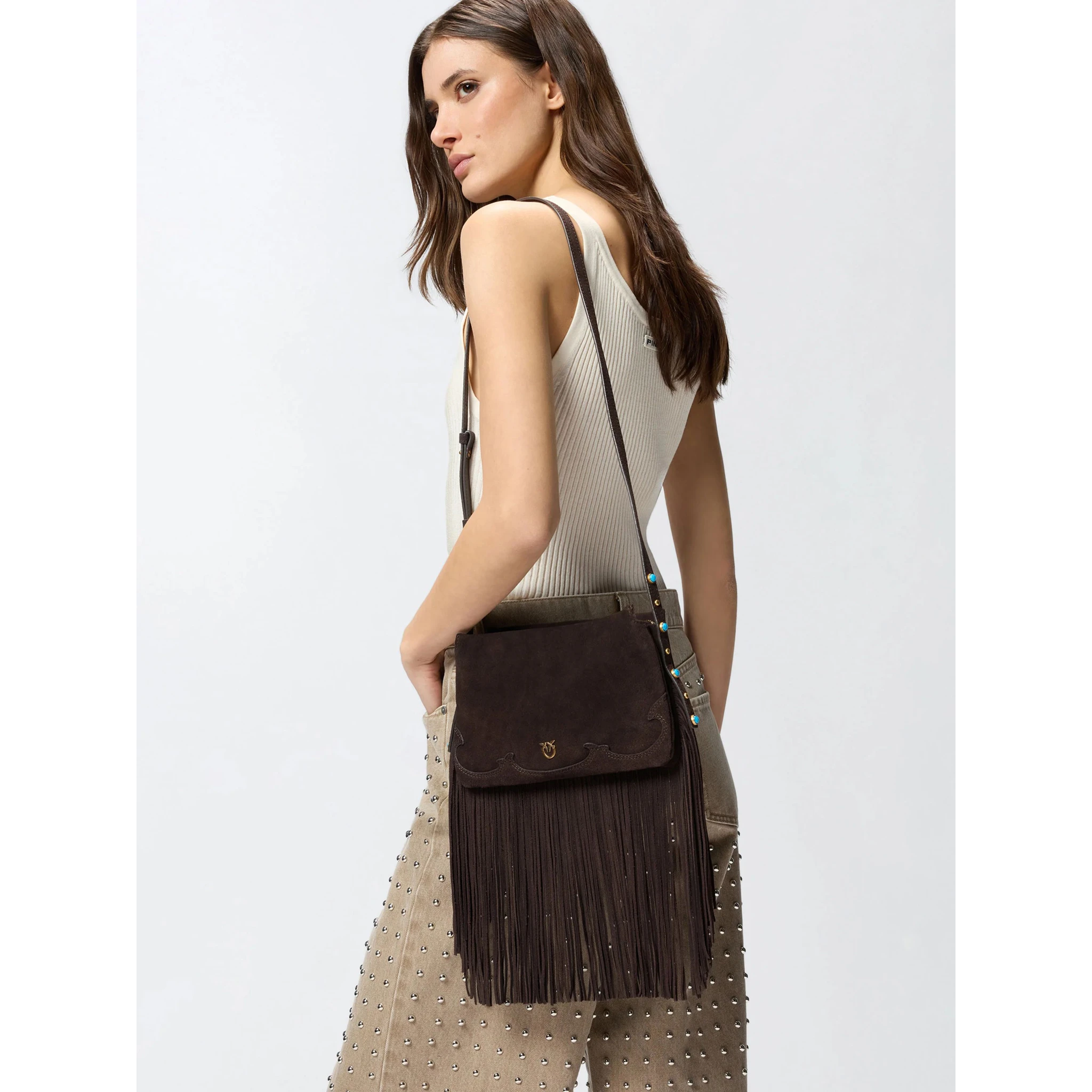 PINKO TRIPLET MINI FRINGES handbag