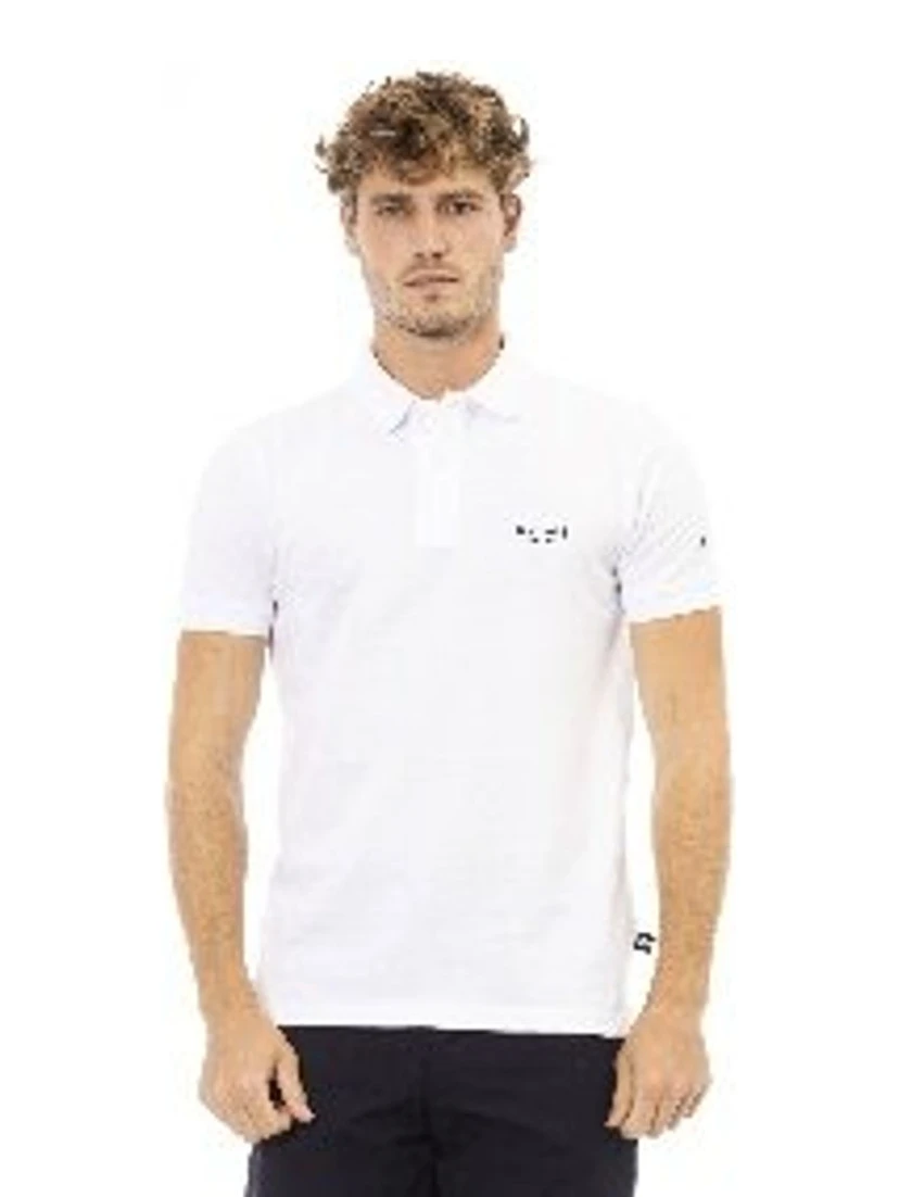 Black And White Cotton Polo Shirt