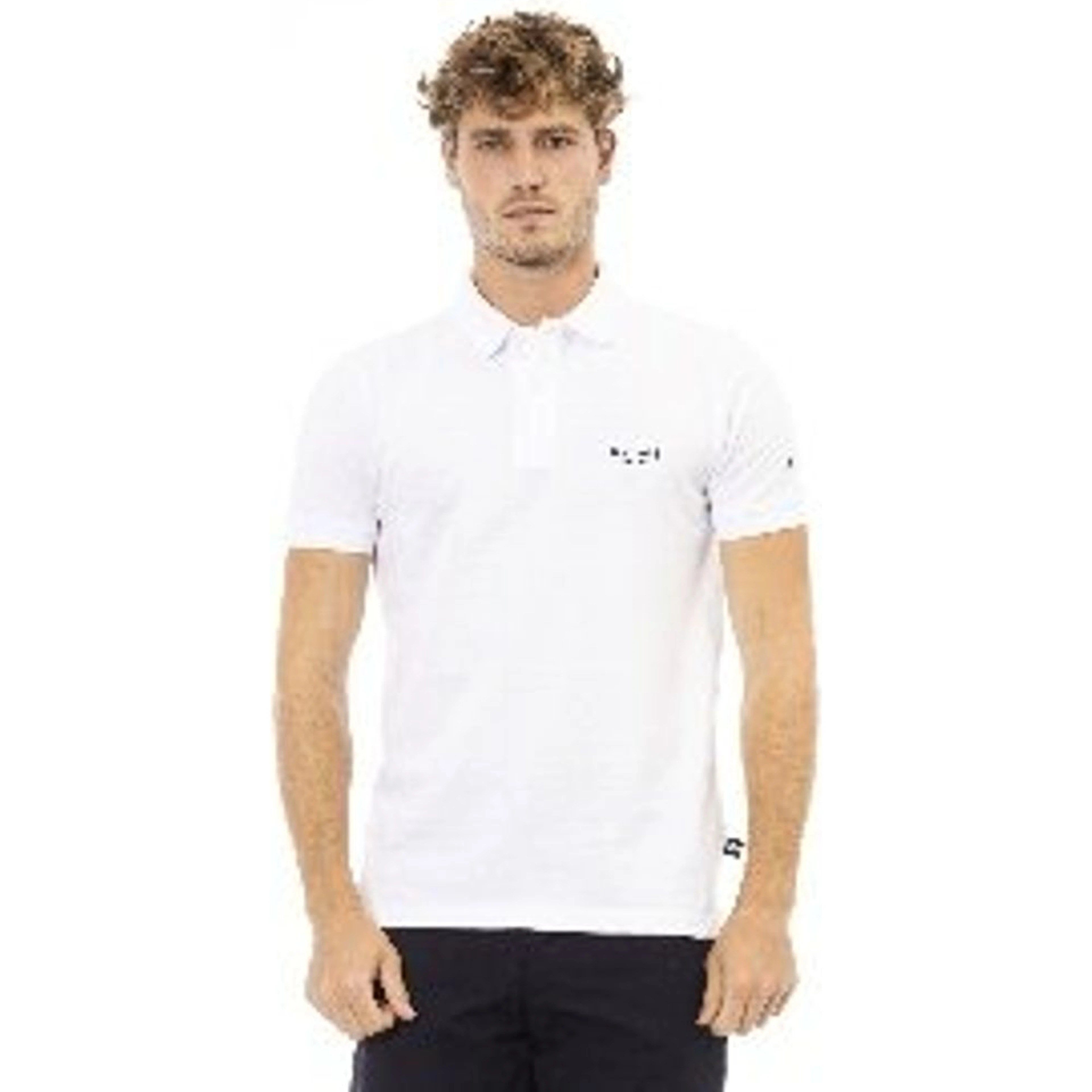 Black And White Cotton Polo Shirt