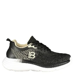 Black Polyester Athletic Sneakers