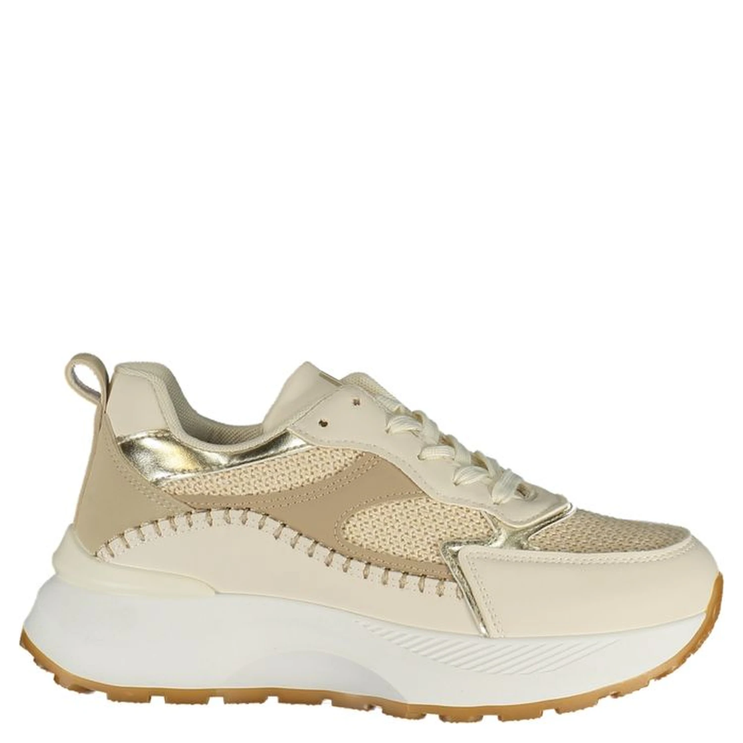 Beige Polyester Athletic Sneakers