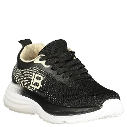 Black Polyester Athletic Sneakers