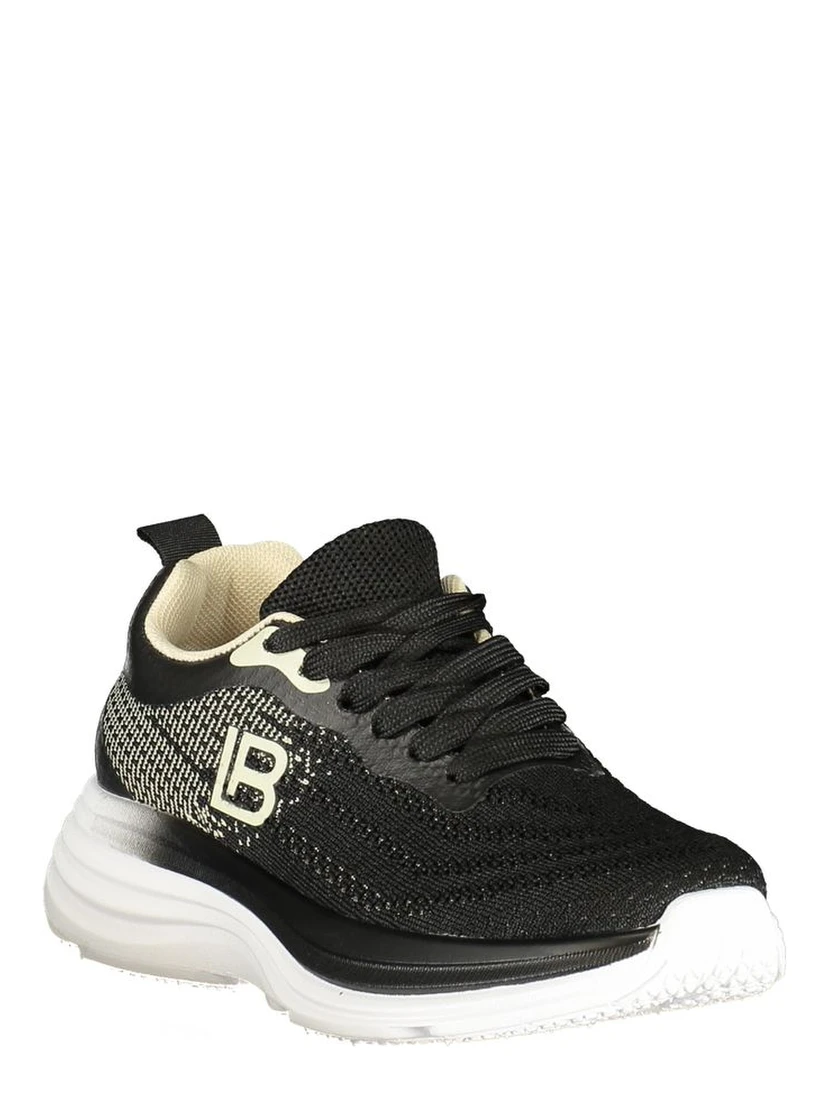 Black Polyester Athletic Sneakers