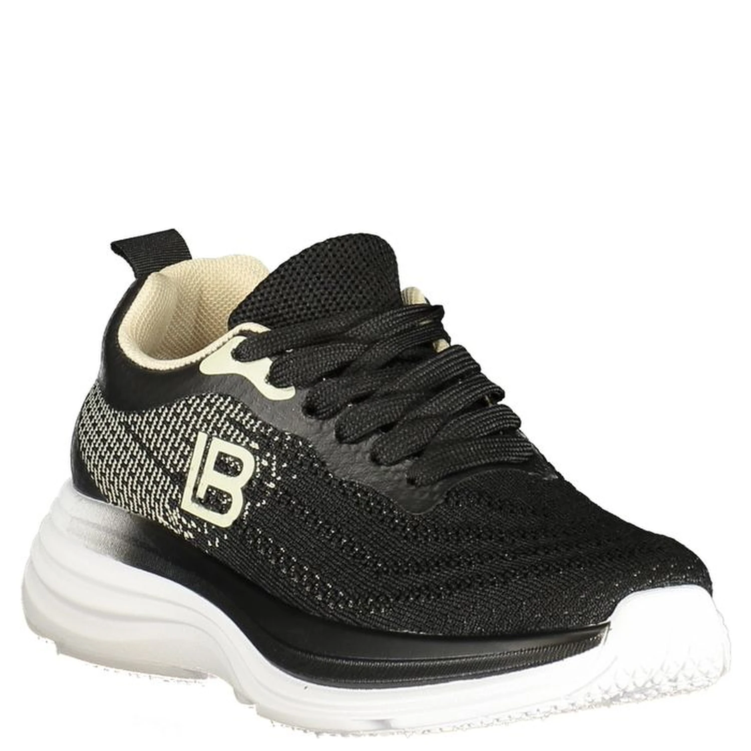 Black Polyester Athletic Sneakers