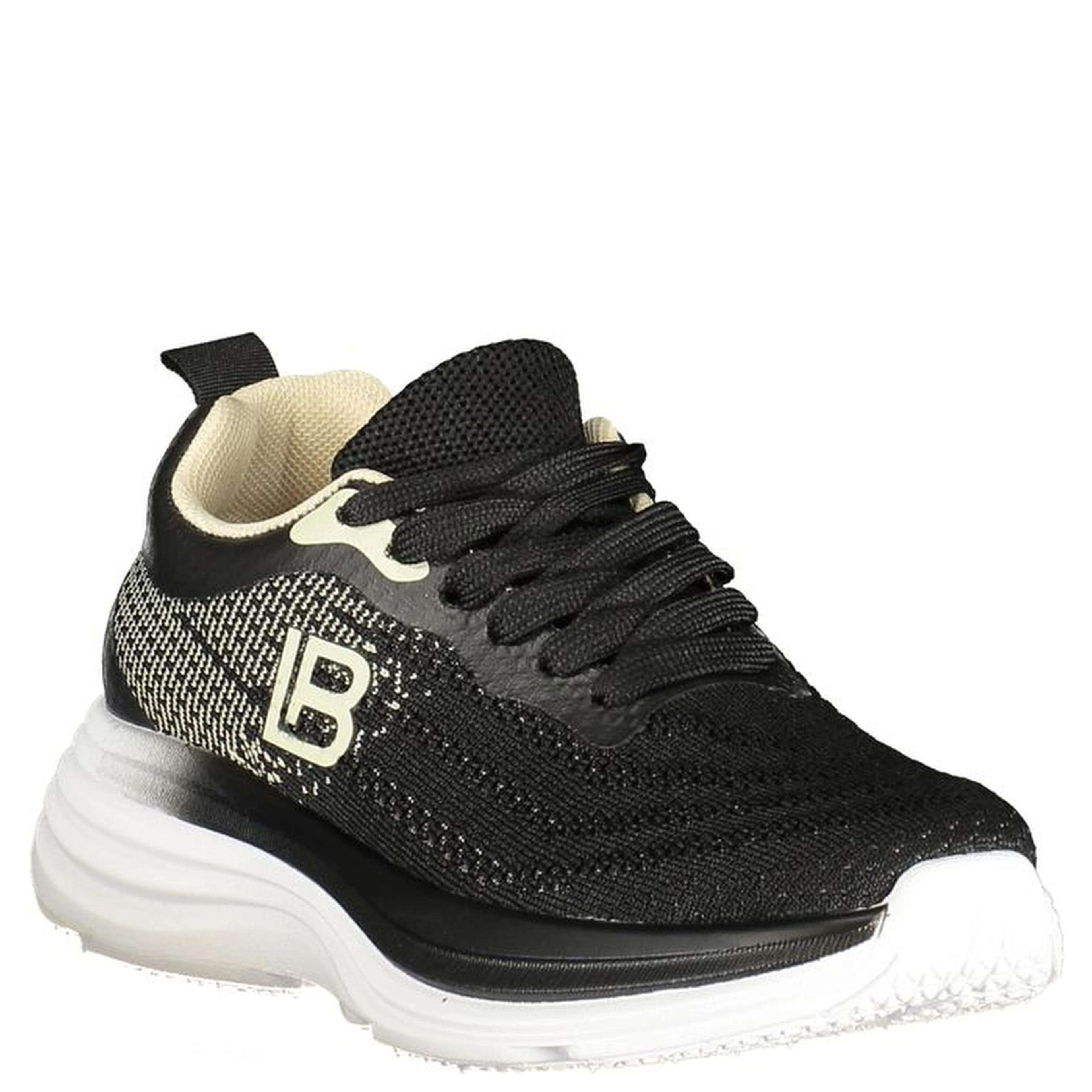 Black Polyester Athletic Sneakers