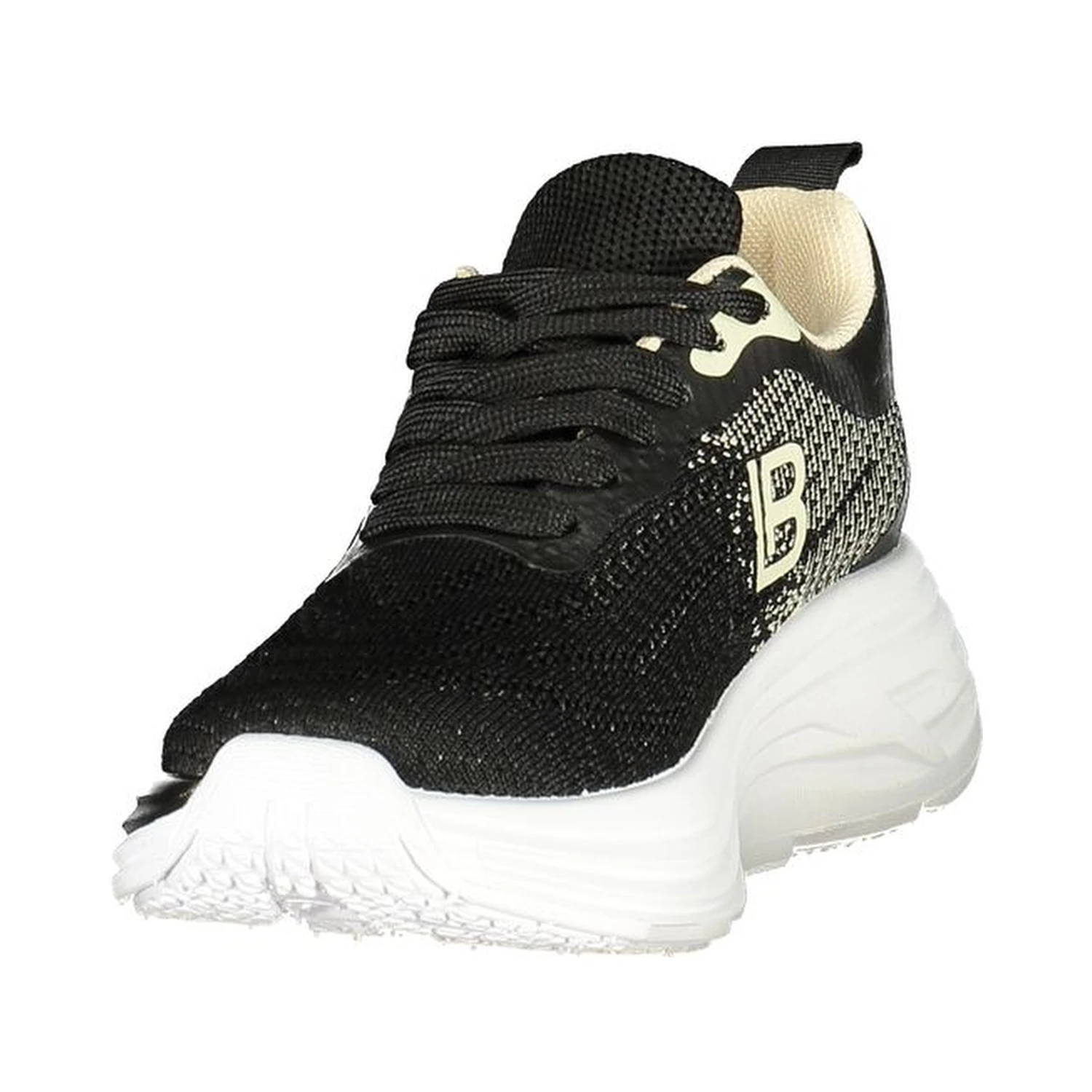 Black Polyester Athletic Sneakers