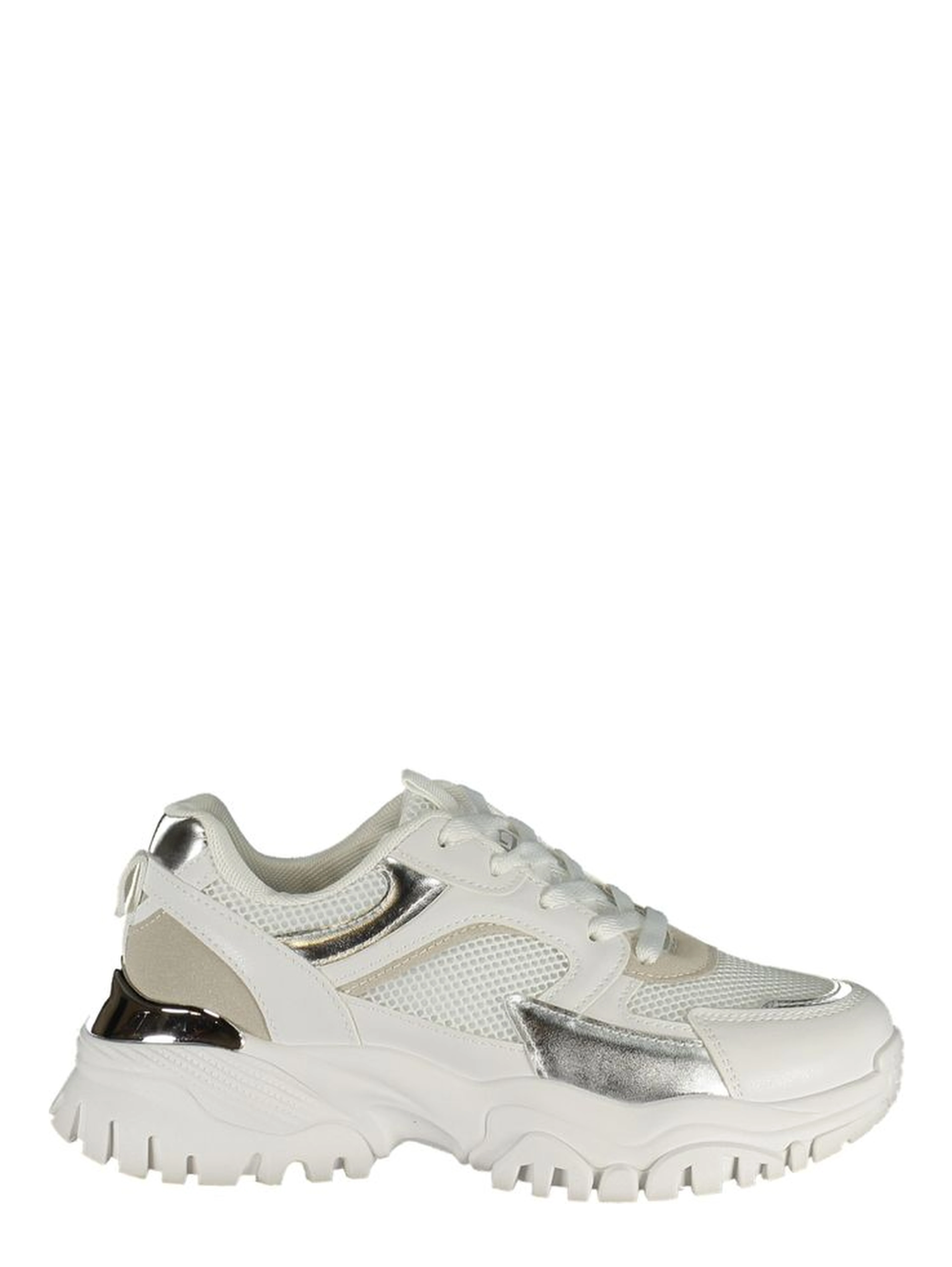 White Polyurethane Women Sneaker
