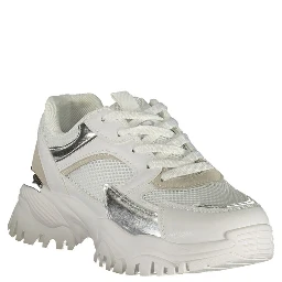 White Polyurethane Women Sneaker