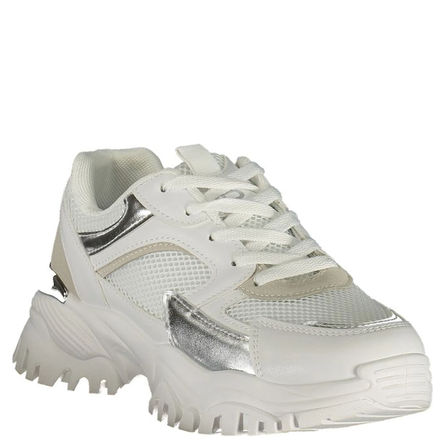 White Polyurethane Women Sneaker