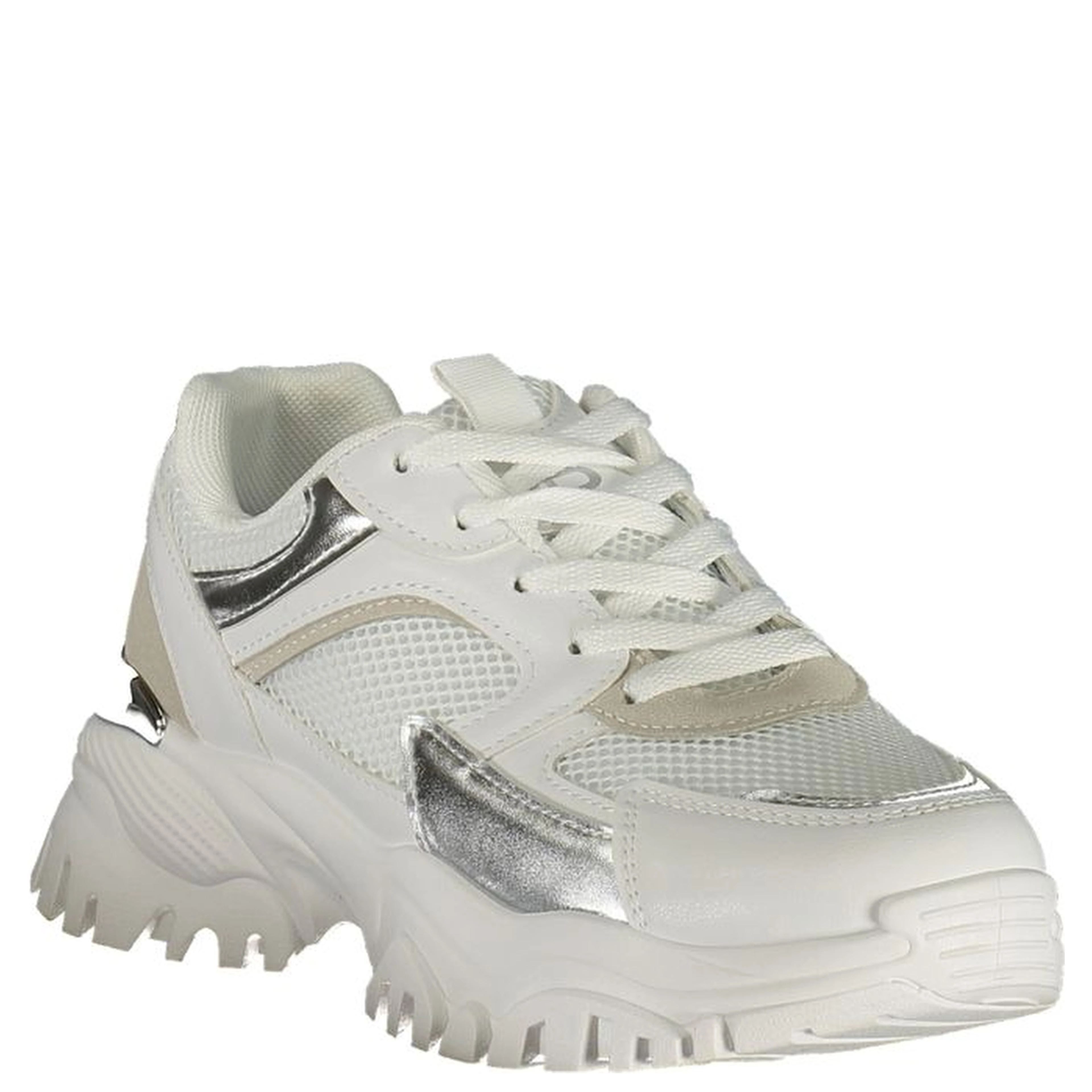 White Polyurethane Women Sneaker