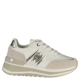 White Polyurethane Women Sneaker