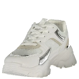 White Polyurethane Women Sneaker