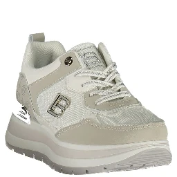 White Polyurethane Women Sneaker