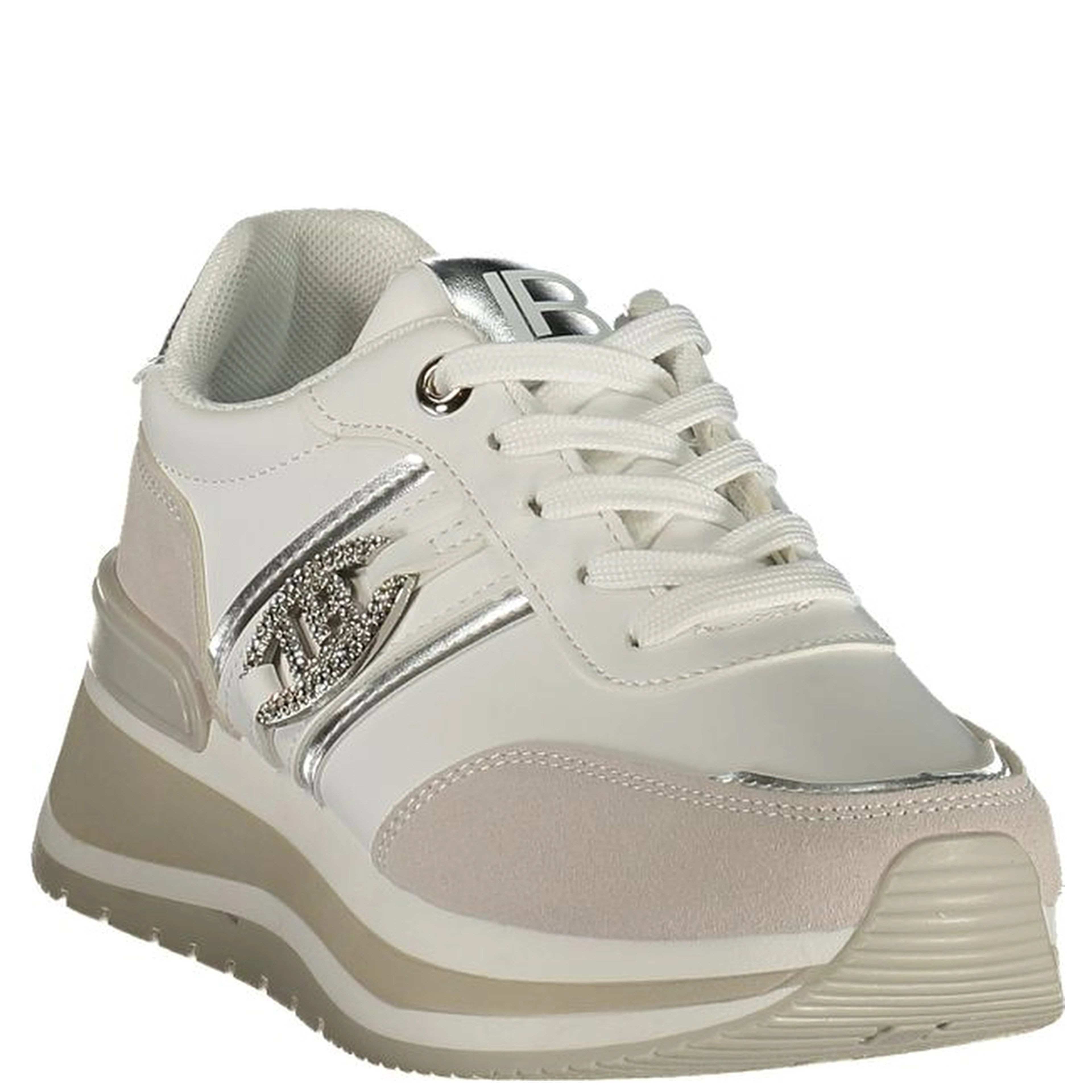 White Polyurethane Women Sneaker