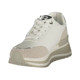 White Polyurethane Women Sneaker