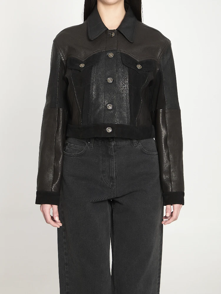 Slim-fit leather blouson