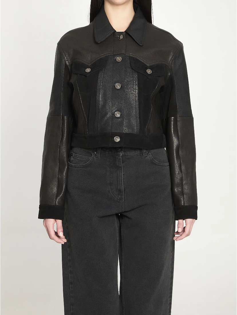 Slim-fit leather blouson