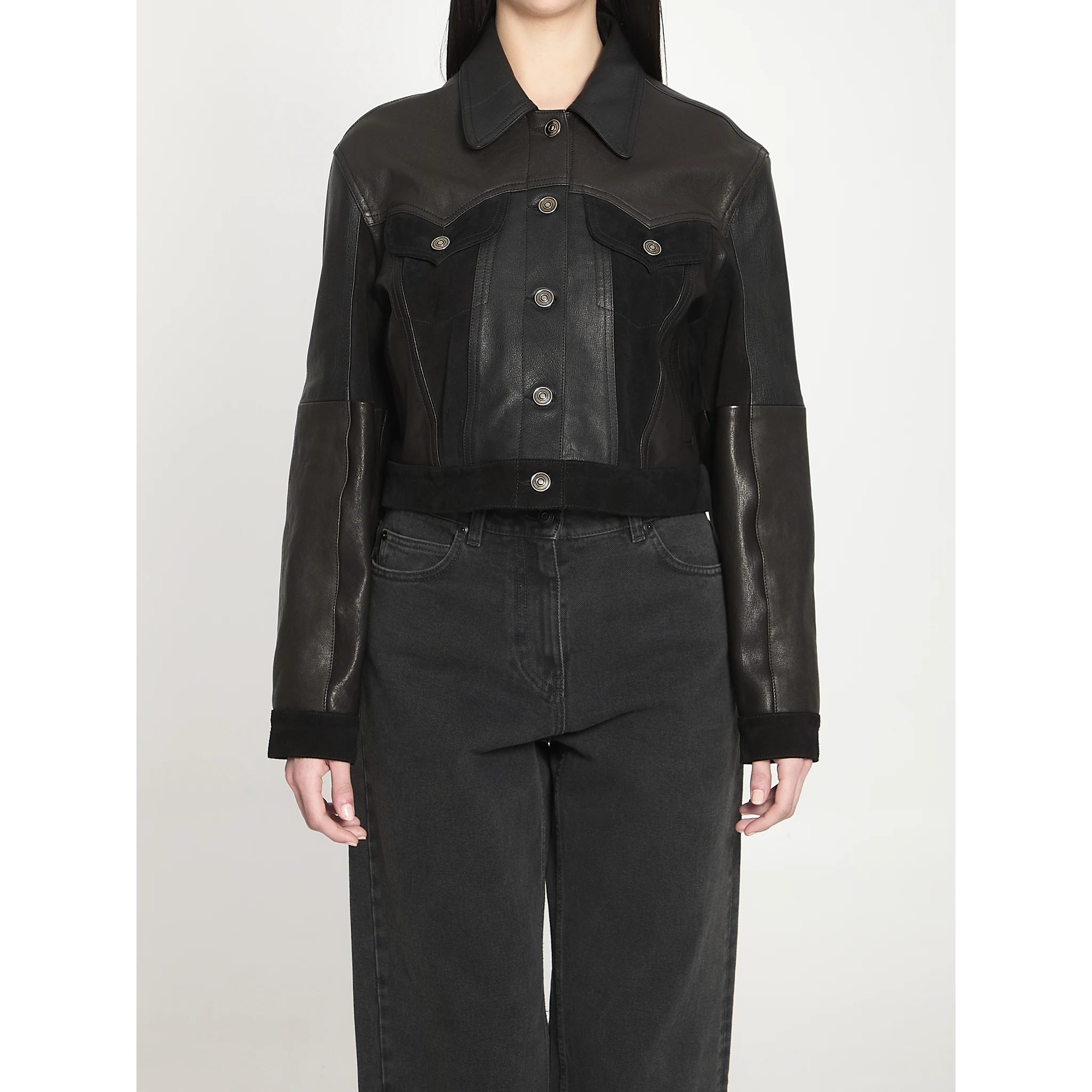 Slim-fit leather blouson