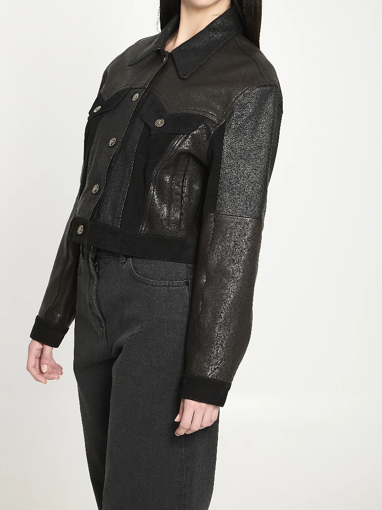 Slim-fit leather blouson alternative