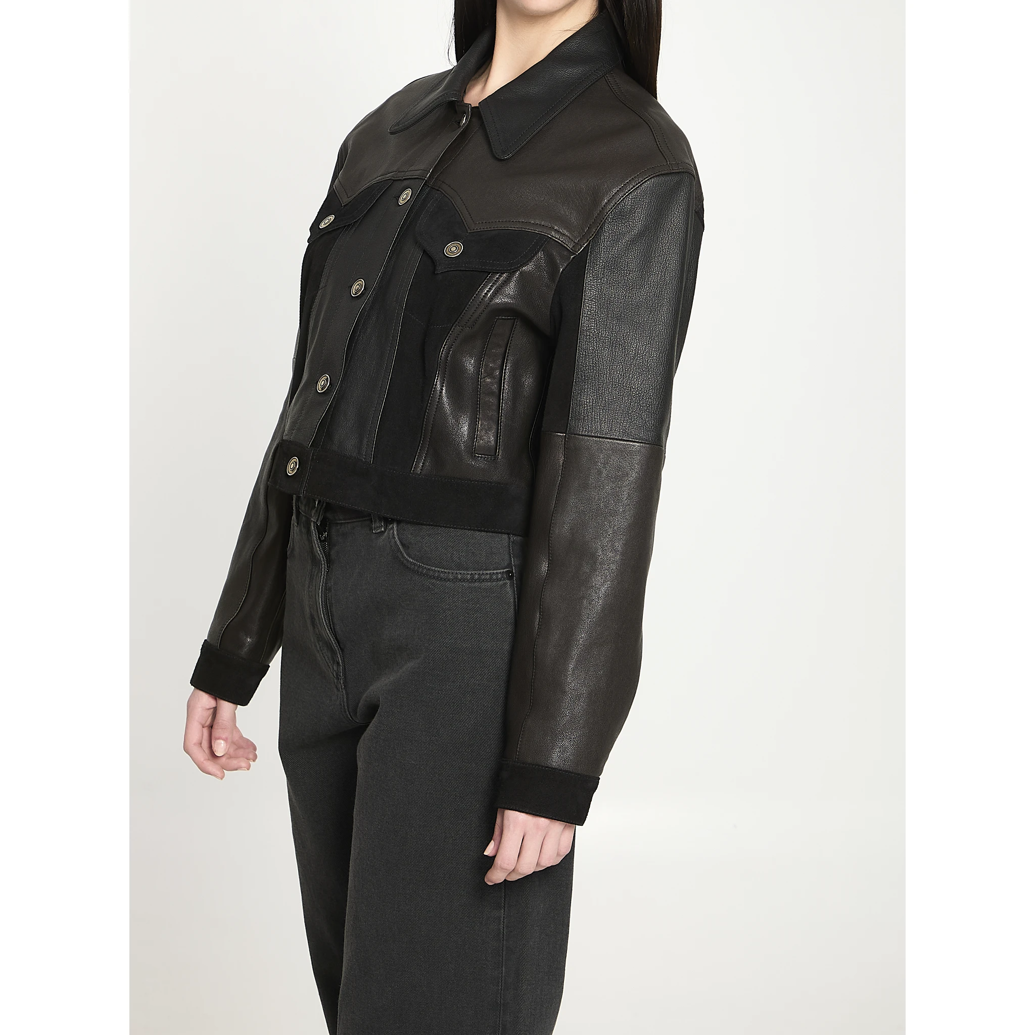 Slim-fit leather blouson