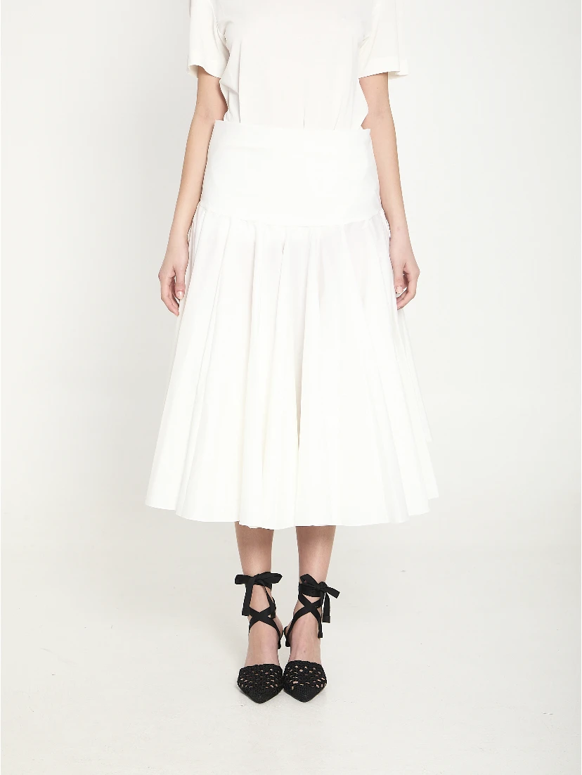 Draped midi skirt with godet