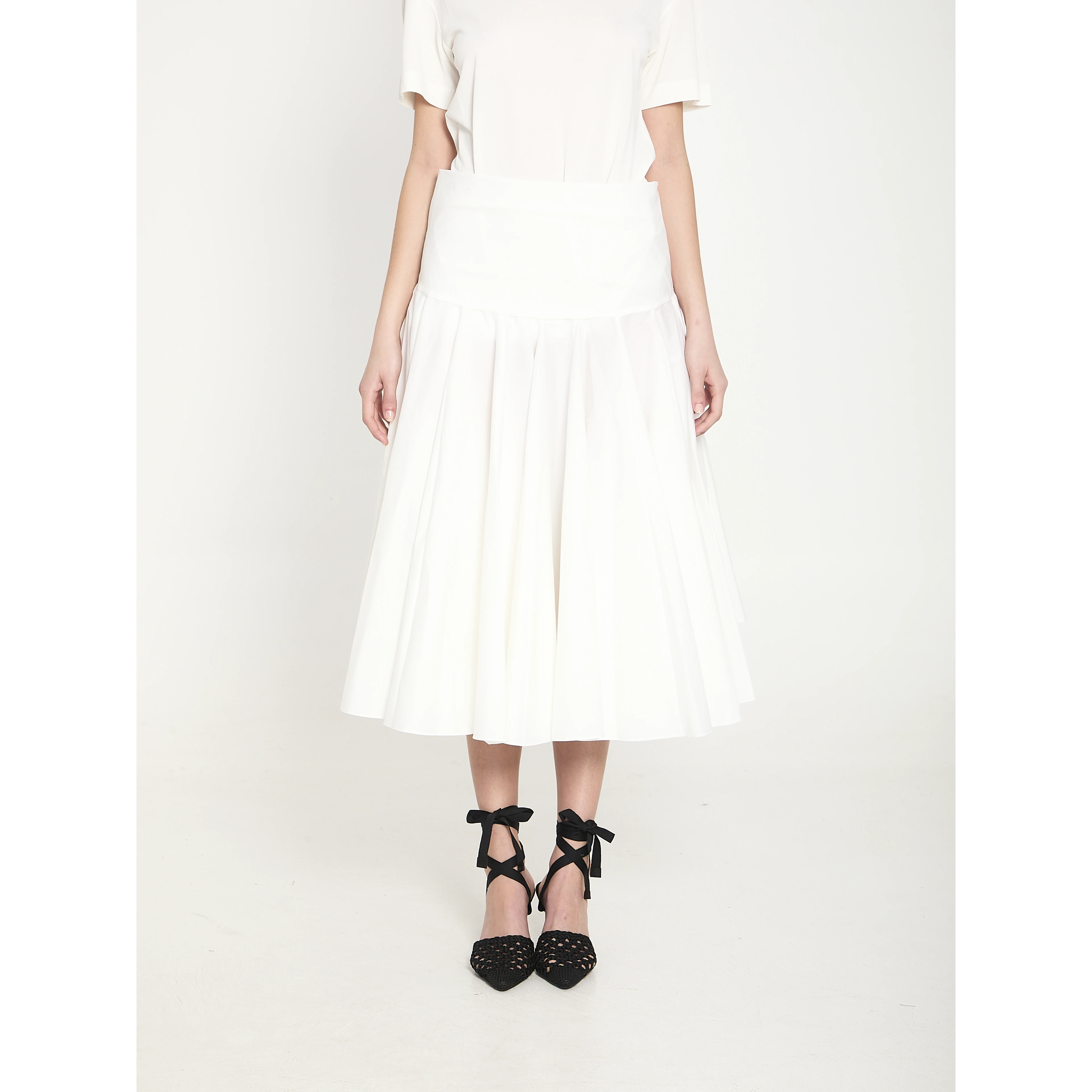 Draped midi skirt with godet