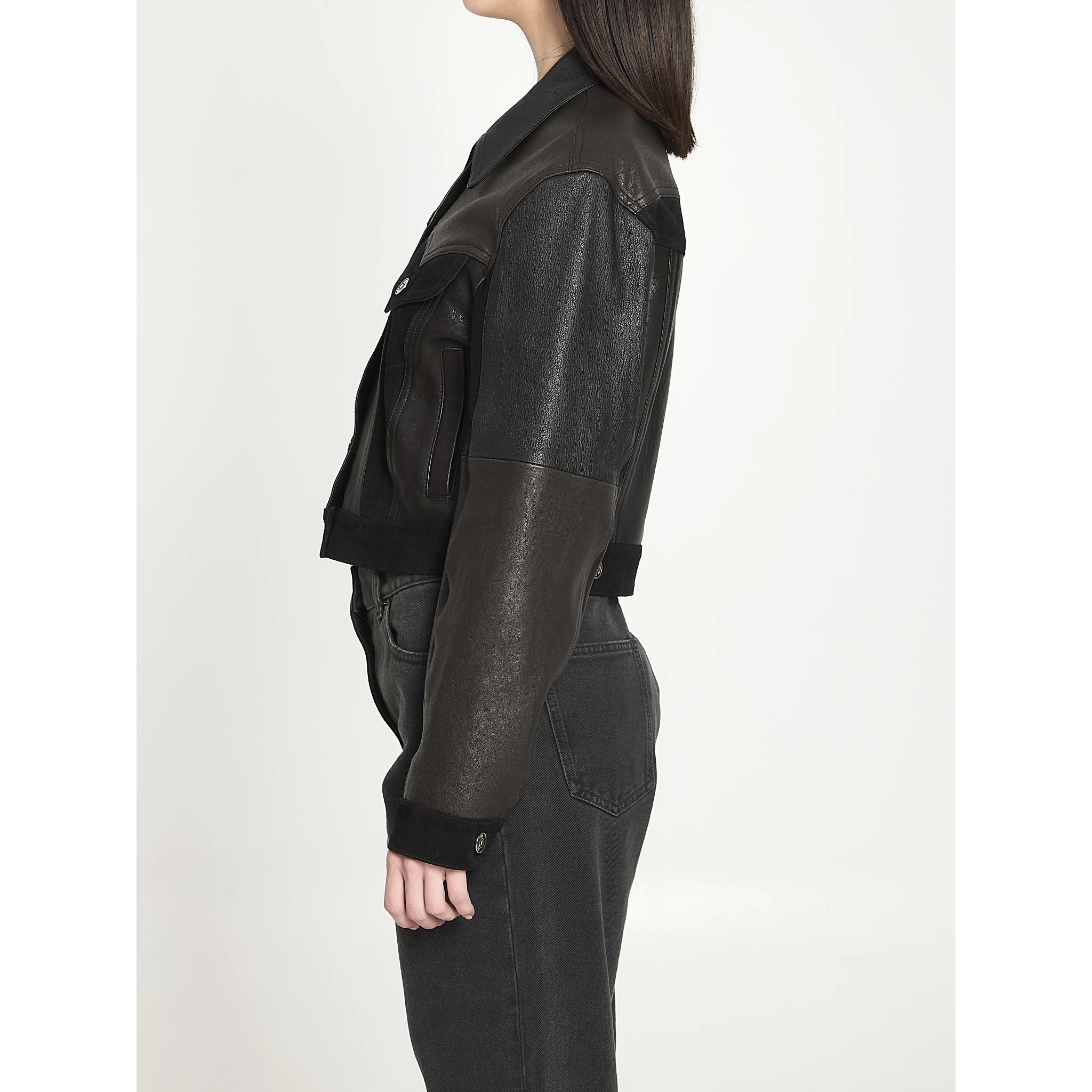 Slim-fit leather blouson