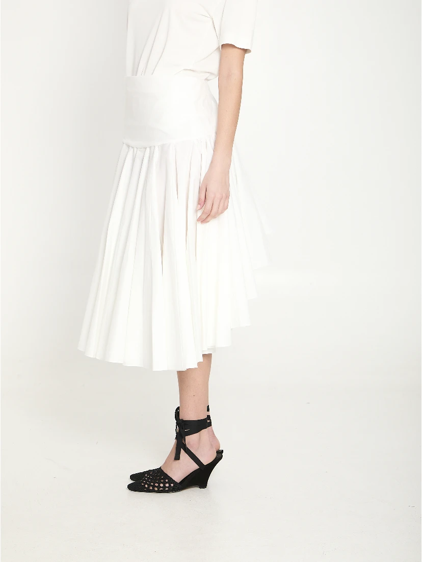 Draped midi skirt with godet