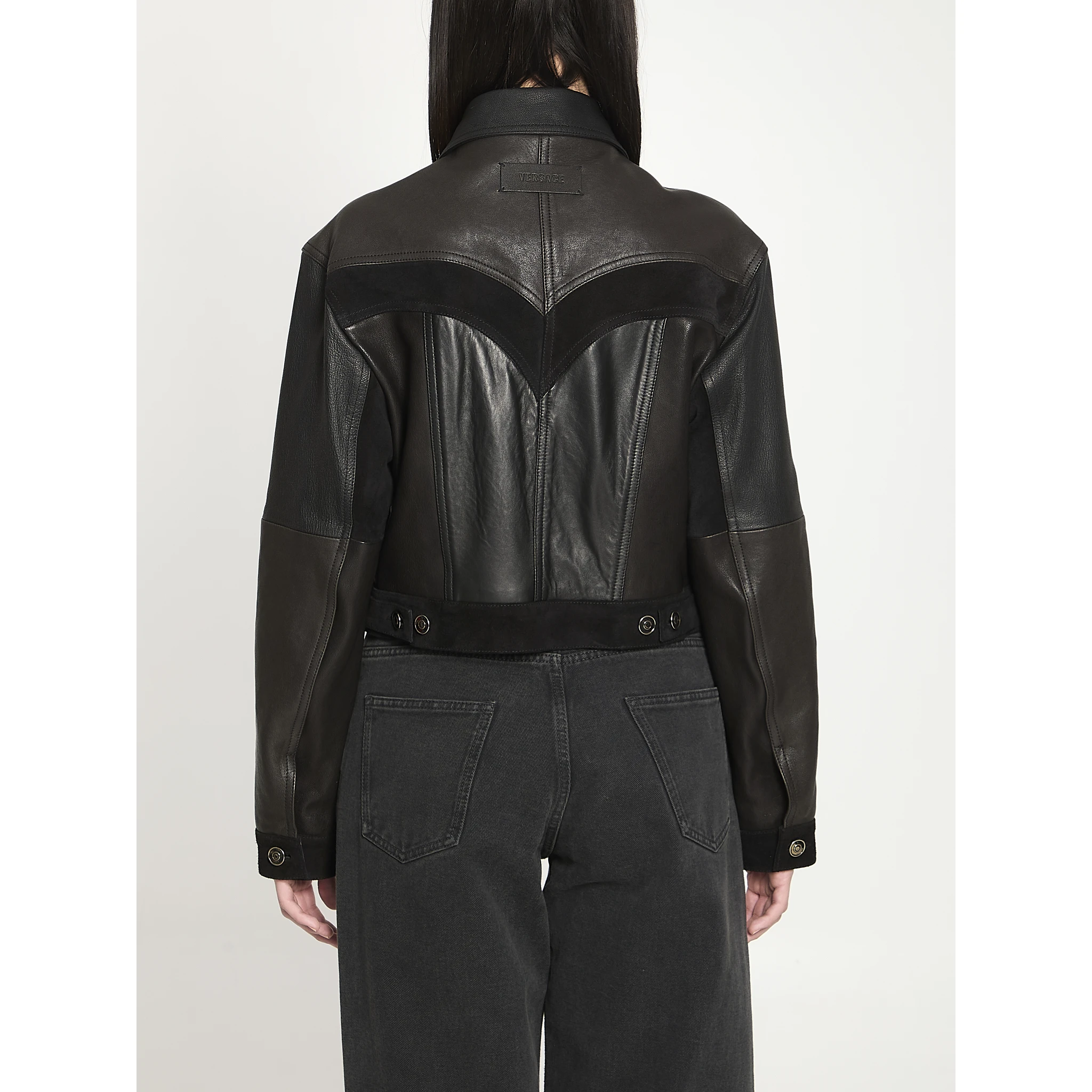 Slim-fit leather blouson